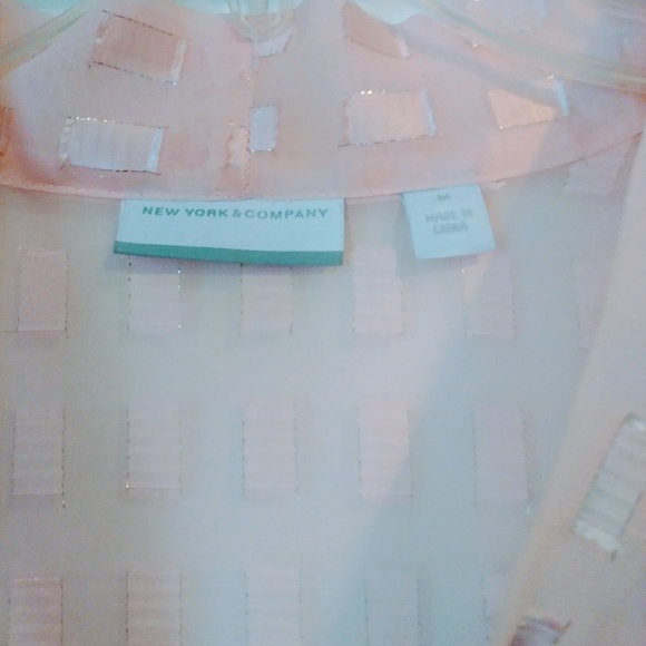 New York and Company Pink Sheer Blouse - Picture 3 of 6